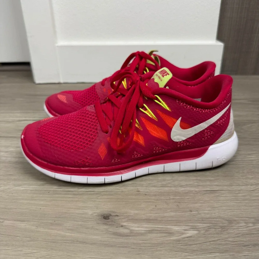 Nike Free 5.0 Running Shoes Sneaker Red Volt Size 7